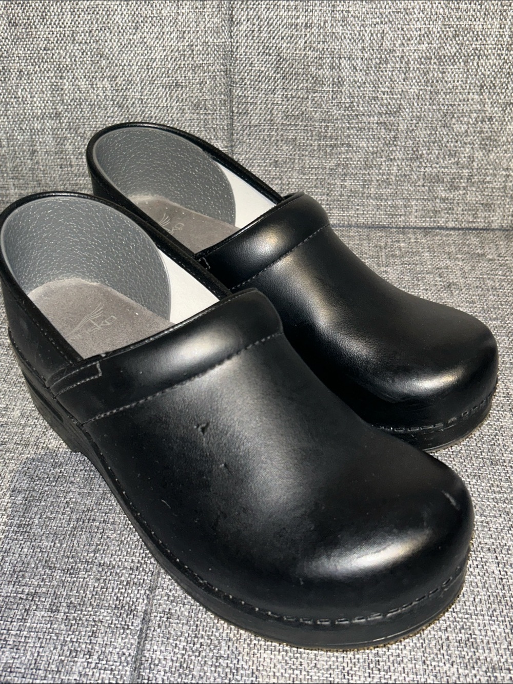 NEW - Dansko Black Leather Slip-On Clogs
